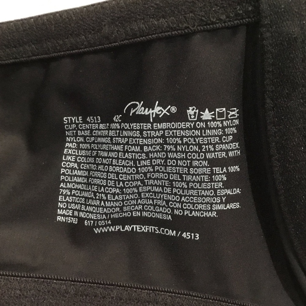 Playtex Secrets Black Underwire Bra 4523 with Embroidery Detail New with tag - Picture 4 of 7